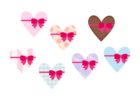 リボン付きハートマーク7こ