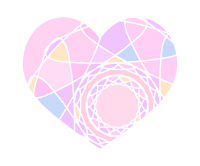 カラフル分割ハート素材ピンク