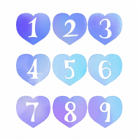 青いハートに白抜き数字