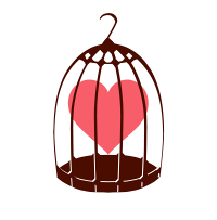 鳥かごとハートピンク