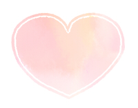 丸みのあるハートマーク水彩風桃色