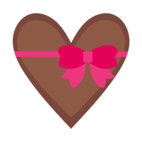 リボン付きチョコ色ハート