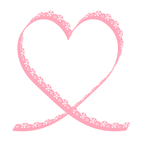 リボンハートフレーム細長濃いめピンク