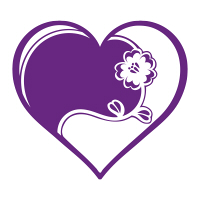 紫ハートフレーム白抜き花