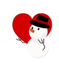 透過雪だるまフリーイラスト赤