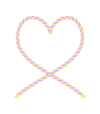 しましま紐のハートフレームパープルと黄色