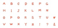 サムネイル手描きのアルファベットオレンジの文字のみ