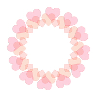 ピンク色半透明ハートの円フレーム