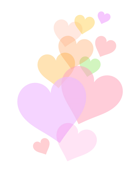 480透けて重なるハートの行列