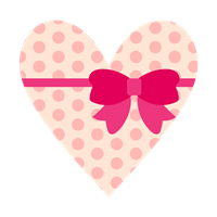 リボン付き水玉ハート