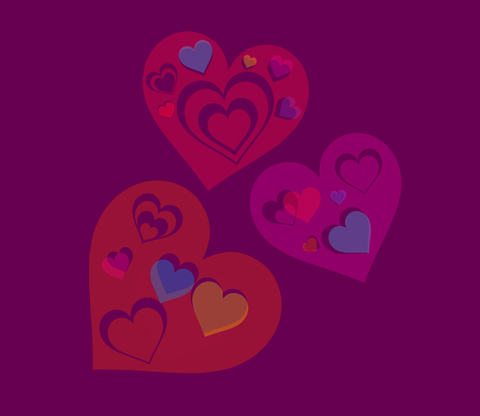 サンプルハートが重なるカラフルなイラスト素材