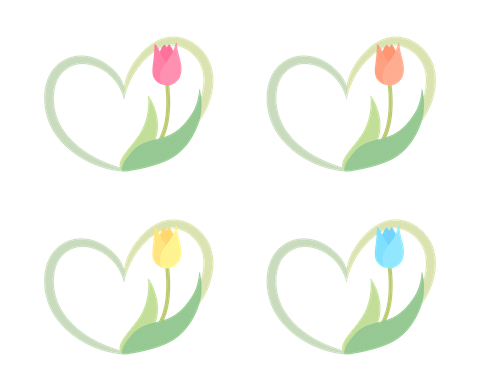480チューリップハートフレームイラスト素材