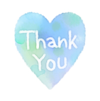 サンキュー素材ハート水彩風ブルー