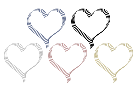 細線が連なるハート枠濁った地味な色5タイプ