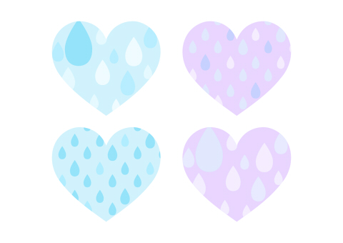 480雨粒模様のハートマーク素材
