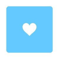 白抜きハート水色