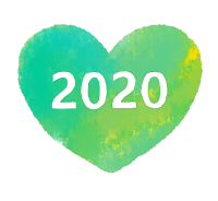 2020白文字緑色ハート