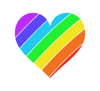 右上虹色のハートマークレインボー柄
