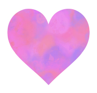 濃いピンクと青の混ざったハートマーク