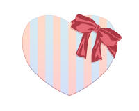 ななめリボンがけハートストライプ