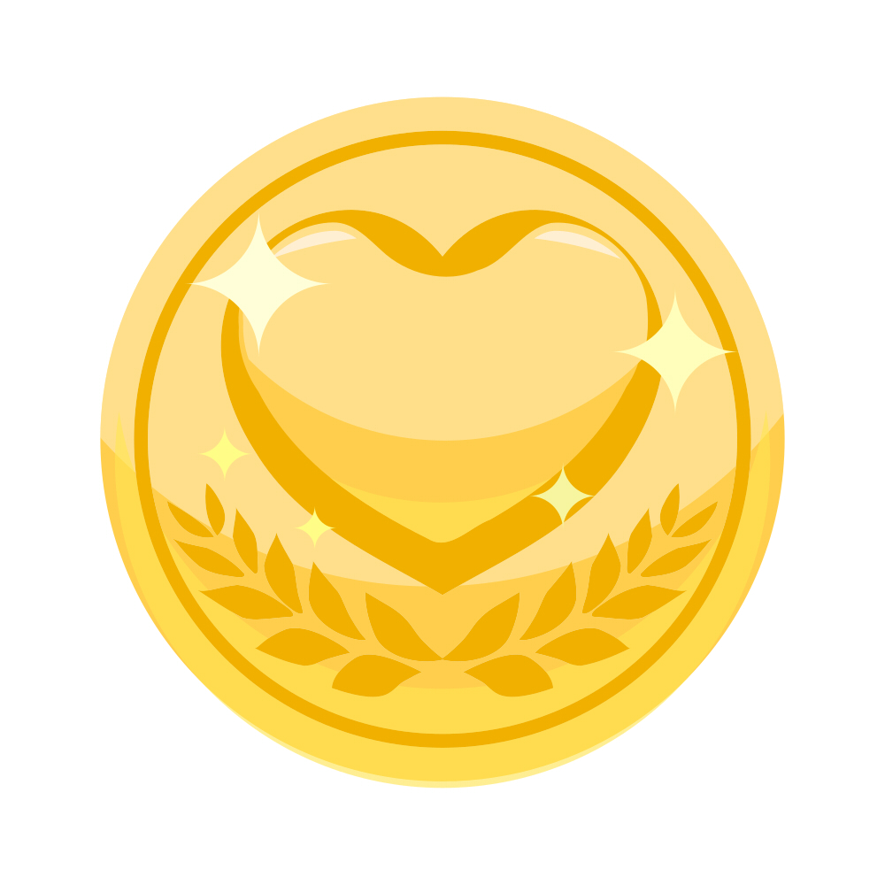 メダルコインのイラスト素材 金 銀 銅 ハートの素材屋
