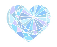 カラフル分割ハート素材ブルー