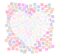 200カラフル背景に薄く白いハートピンク系