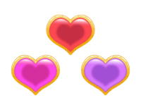 200立体的な装飾金枠のハート赤ピンク紫