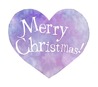 クリスマス手書き文字水彩風ハートパープル