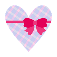 リボン付き斜めチェックハート