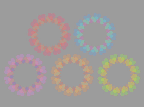 サンプル5色の輪っかフレーム半透明淡色