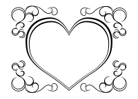 装飾フレーム黒単色のハート枠と蔓模様