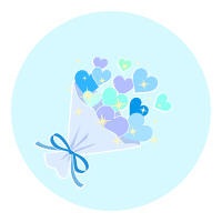 サムネイル背景ありハートの花束青