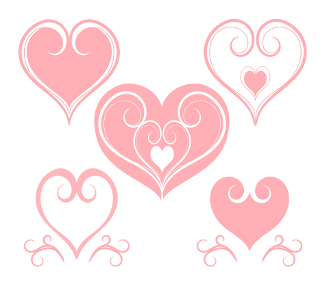 フリー素材装飾的なデザインハート5種セット