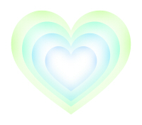 薄い色のハートが重なる素材グリーン