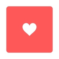 白抜きハート朱色