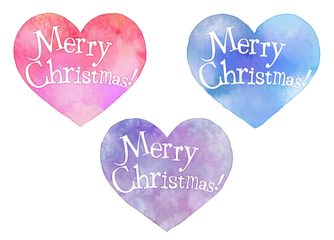 Merry Christmas!の文字が入った手書きメッセージハートのフリー素材
