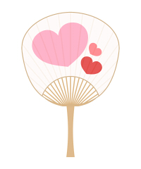 白地にピンクハートうちわイラスト