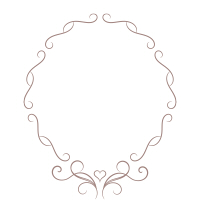 細い蔓とハートの装飾円形フレーム