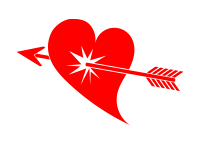 矢に撃ち抜かれた赤いハートイラスト