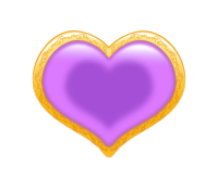 装飾的な金枠に、ツヤのあるパープル色のハートが埋まっている