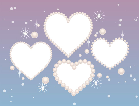 パール風のハート形フレーム素材 キラキラとグラデーション背景