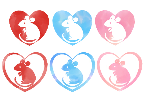 水彩風手描きネズミイラストフリー素材