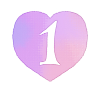 200手描き数字1のハート素材