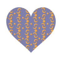 青色と黄色のパターンハート