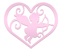 エンジェルと弓矢のシルエットハートピンク