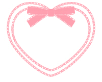 リボン付きハートフレームピンクの枠だけファイル