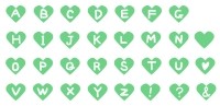 サムネイル手描きのアルファベットハート素材緑