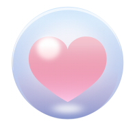 ガラス玉の内側にピンク色のハートが一つ