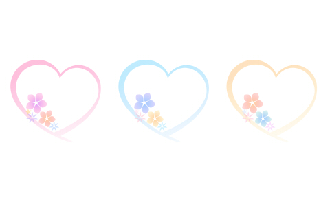 480左下に花イラストのあるハートフレーム